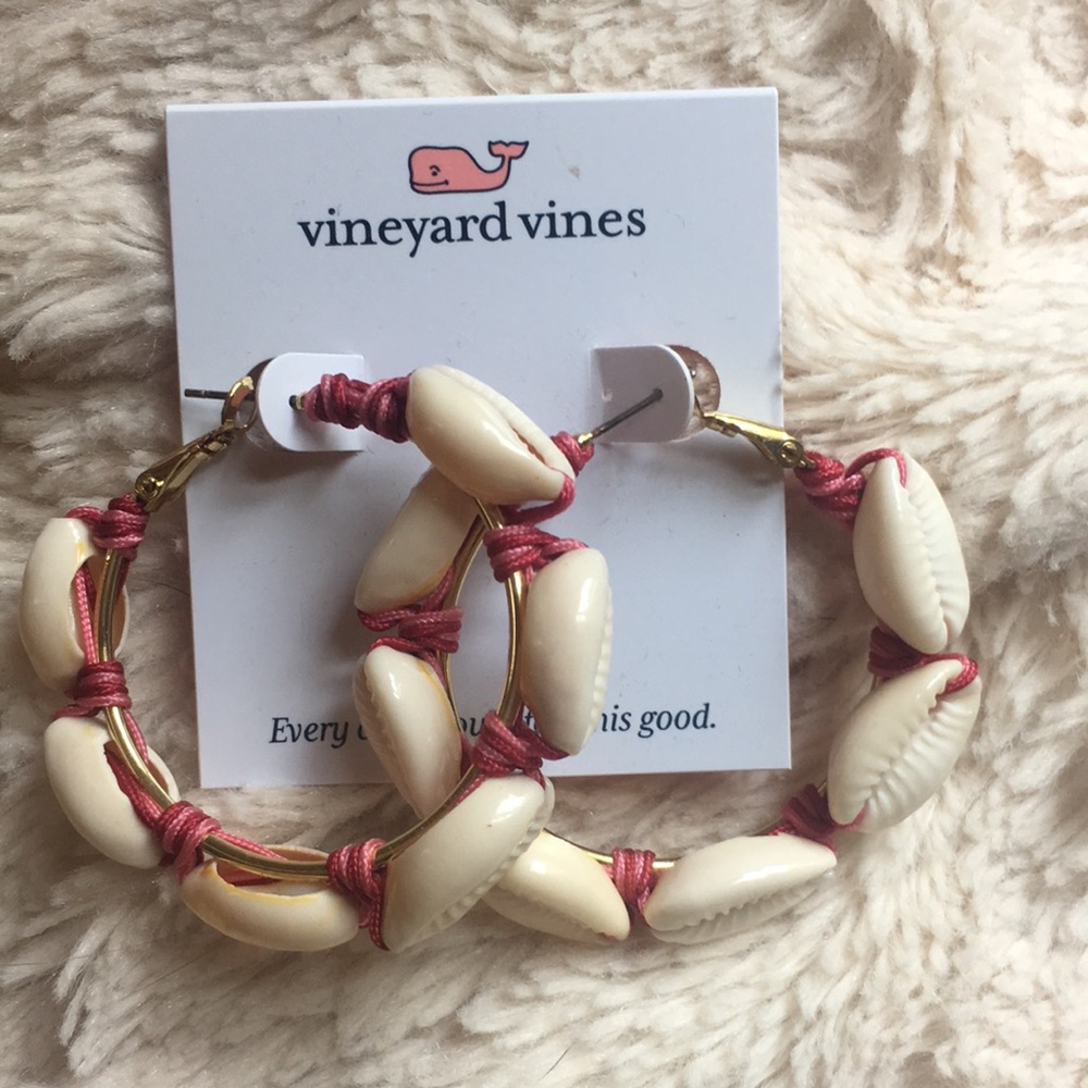 Vineyard Vines Puka Shell Hoop Earrings beach style